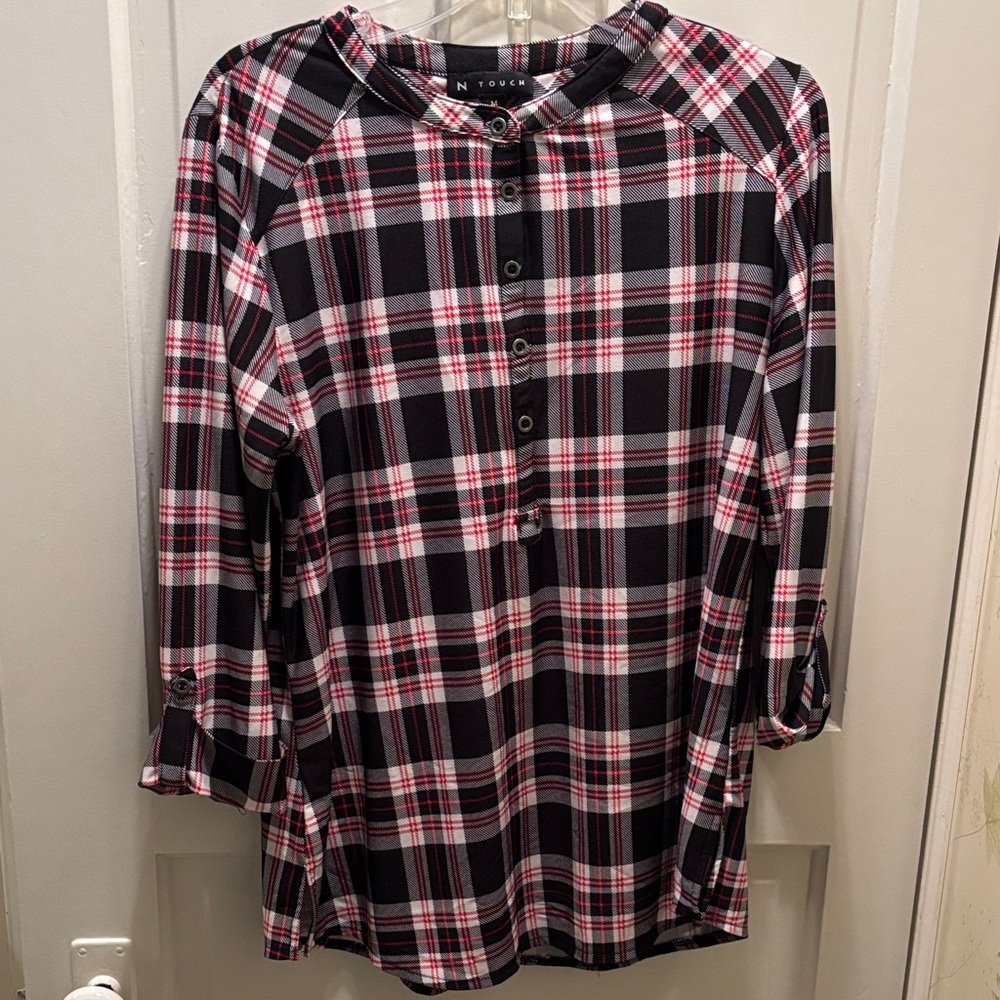 N Touch Plaid Button-Up Shirt
